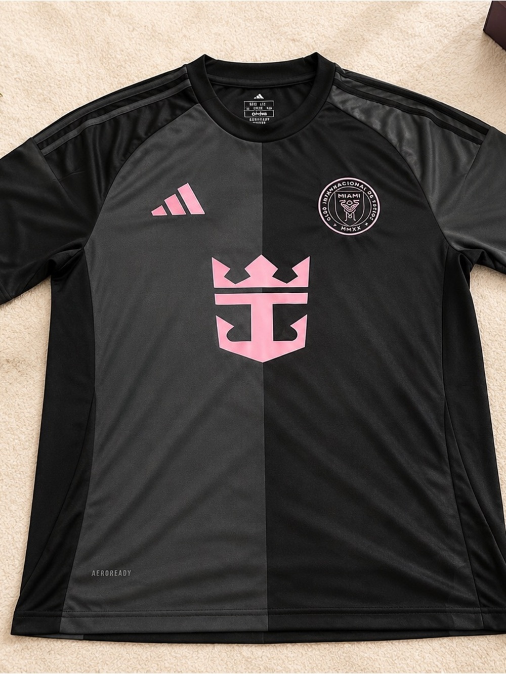 adidas Black and Pink Split-Panel Soccer Jersey - Picture 2 of 3